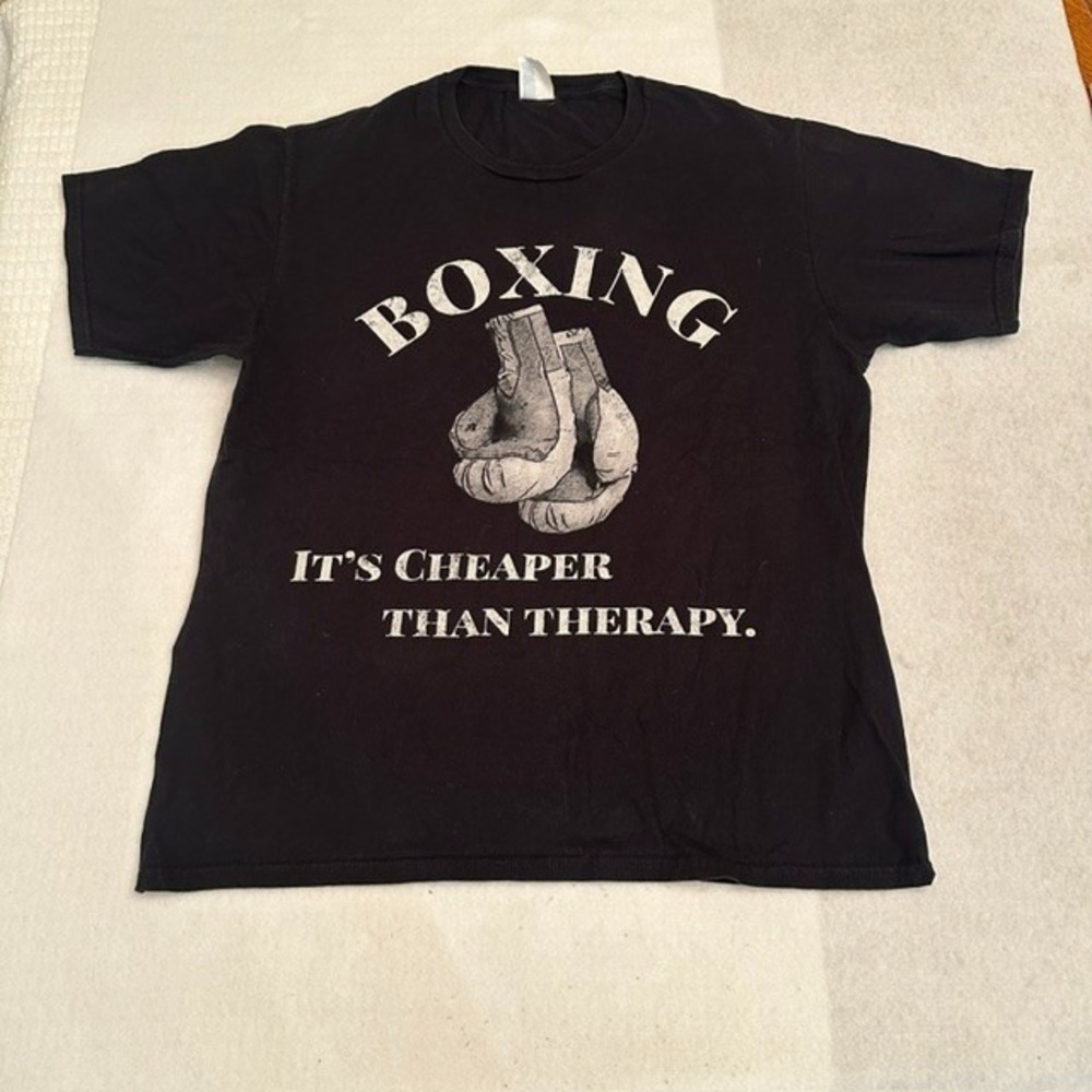 Port Company Shirt Mens L Black Boxing Gloves Cheaper Than Therapy Graphic VTG